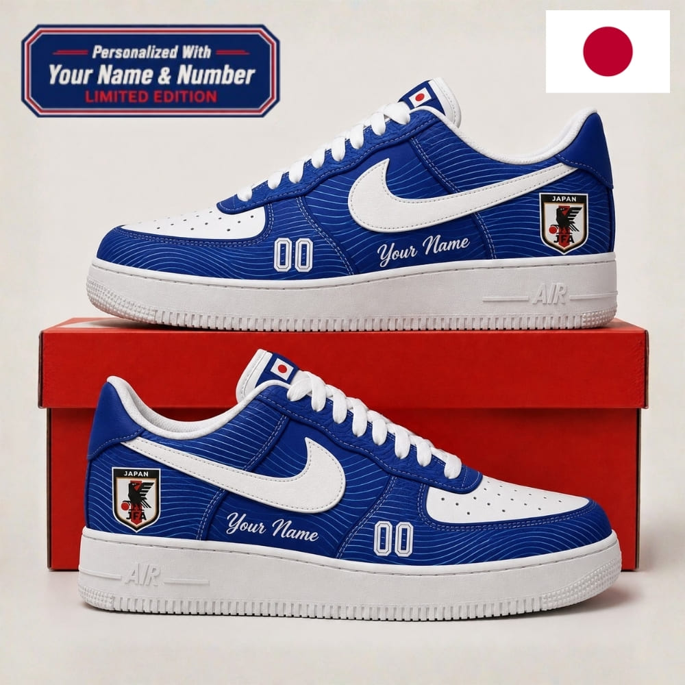Personalized Japan Samurai Blue Sneakers – Custom Name & Number | World Cup 2026