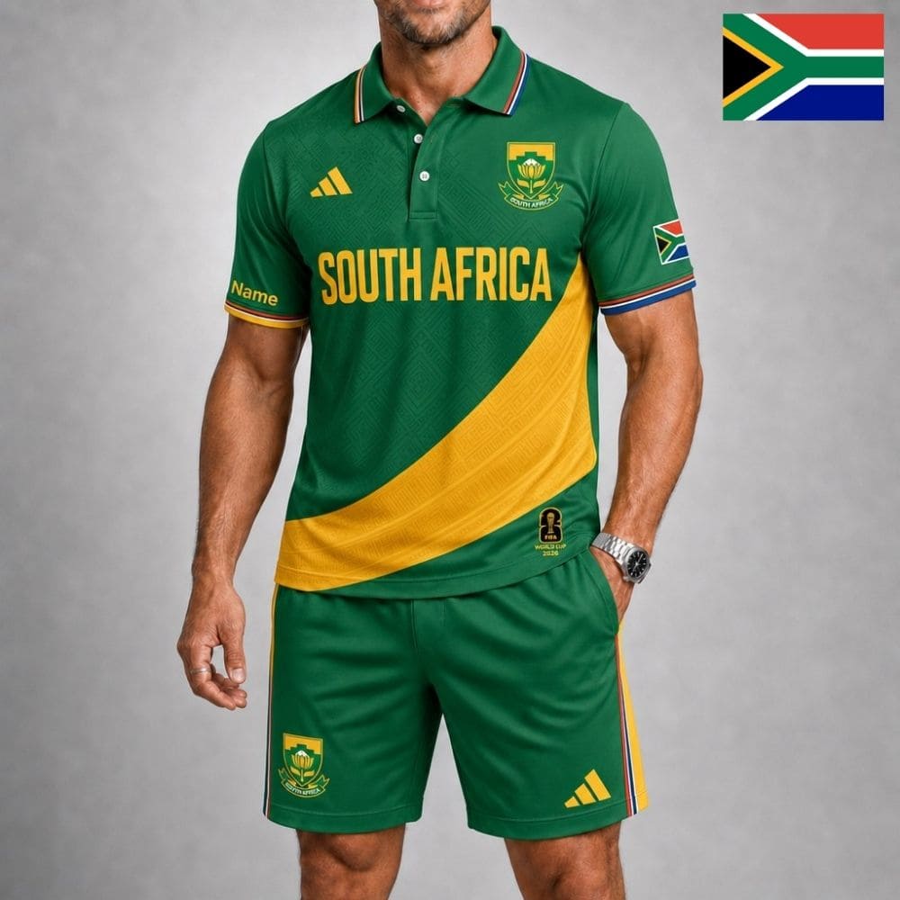 Personalized South Africa Soccer Polo Shirt & Shorts Set – Custom Name & Number | WC 2026