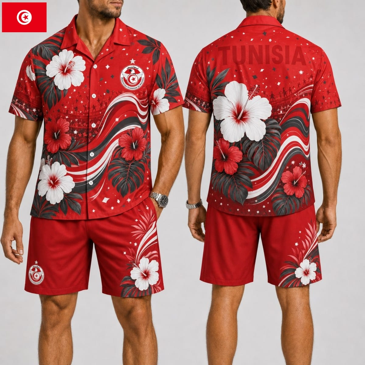 Tunisia Fan Hawaii Shirt & Shorts Set – World Cup 2026