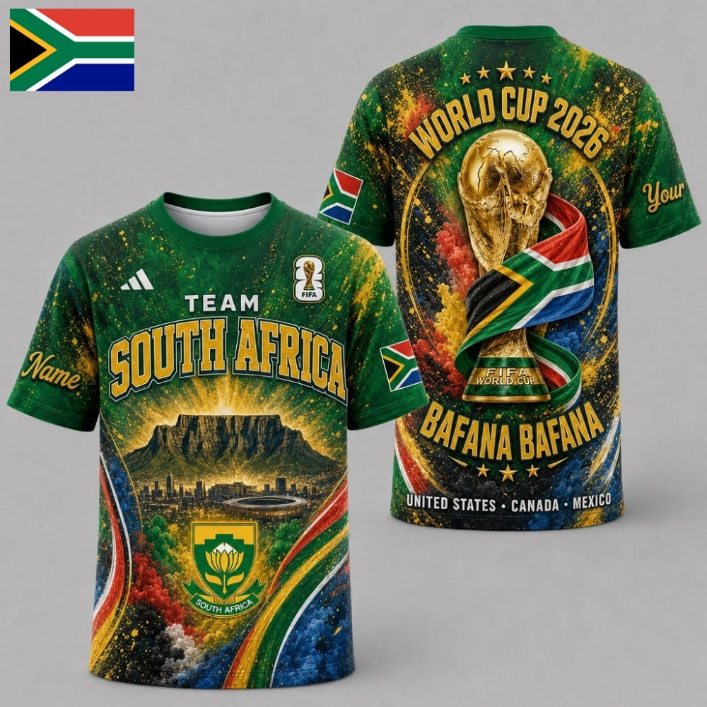 Personalized South Africa Bafana Bafana World Cup 2026 Unisex T-Shirt – Custom Name & Number