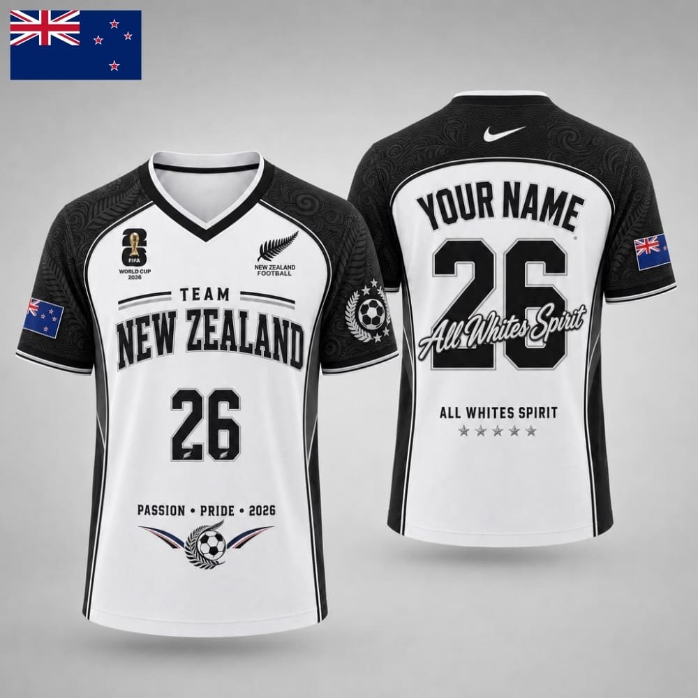 Personalized New Zealand Fan V-neck Soccer Unisex Shirt – Custom Name & Number