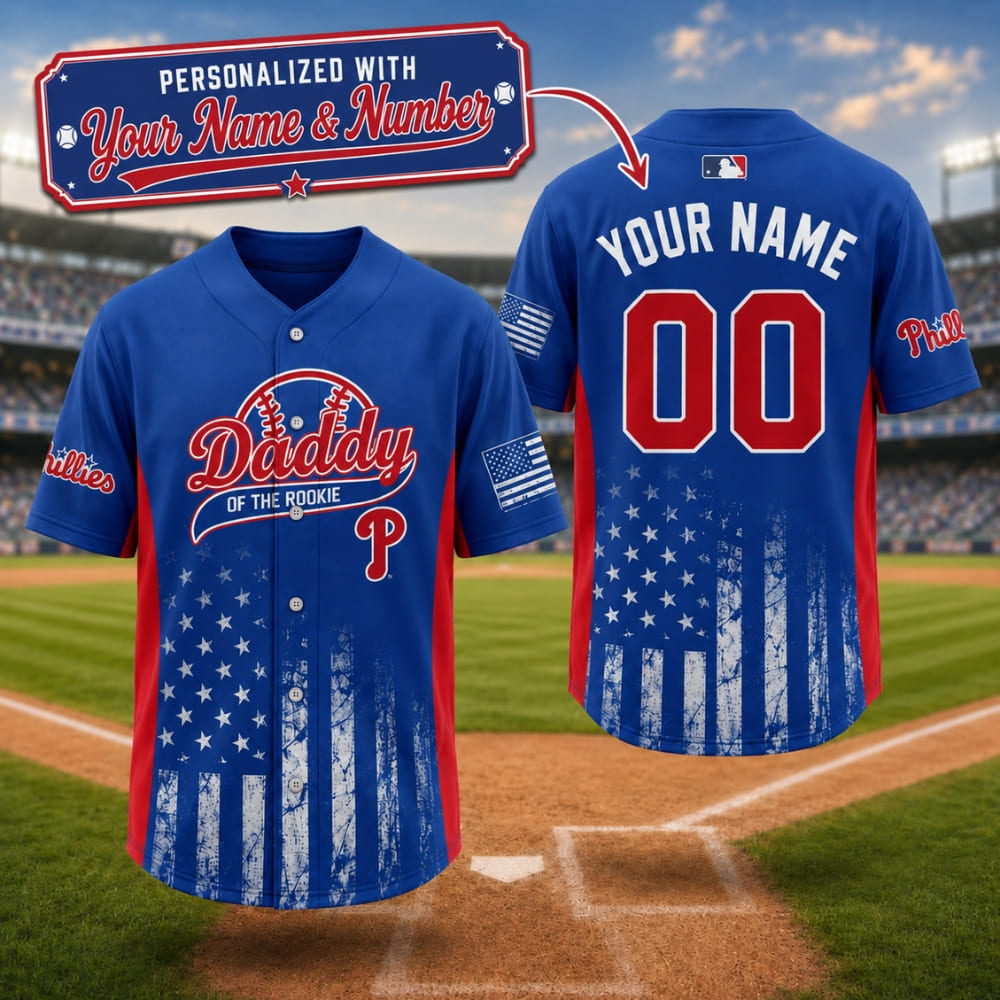 Baseball Jersey – Personalized Phillies Daddy of the Rookie - Custom Name & Number