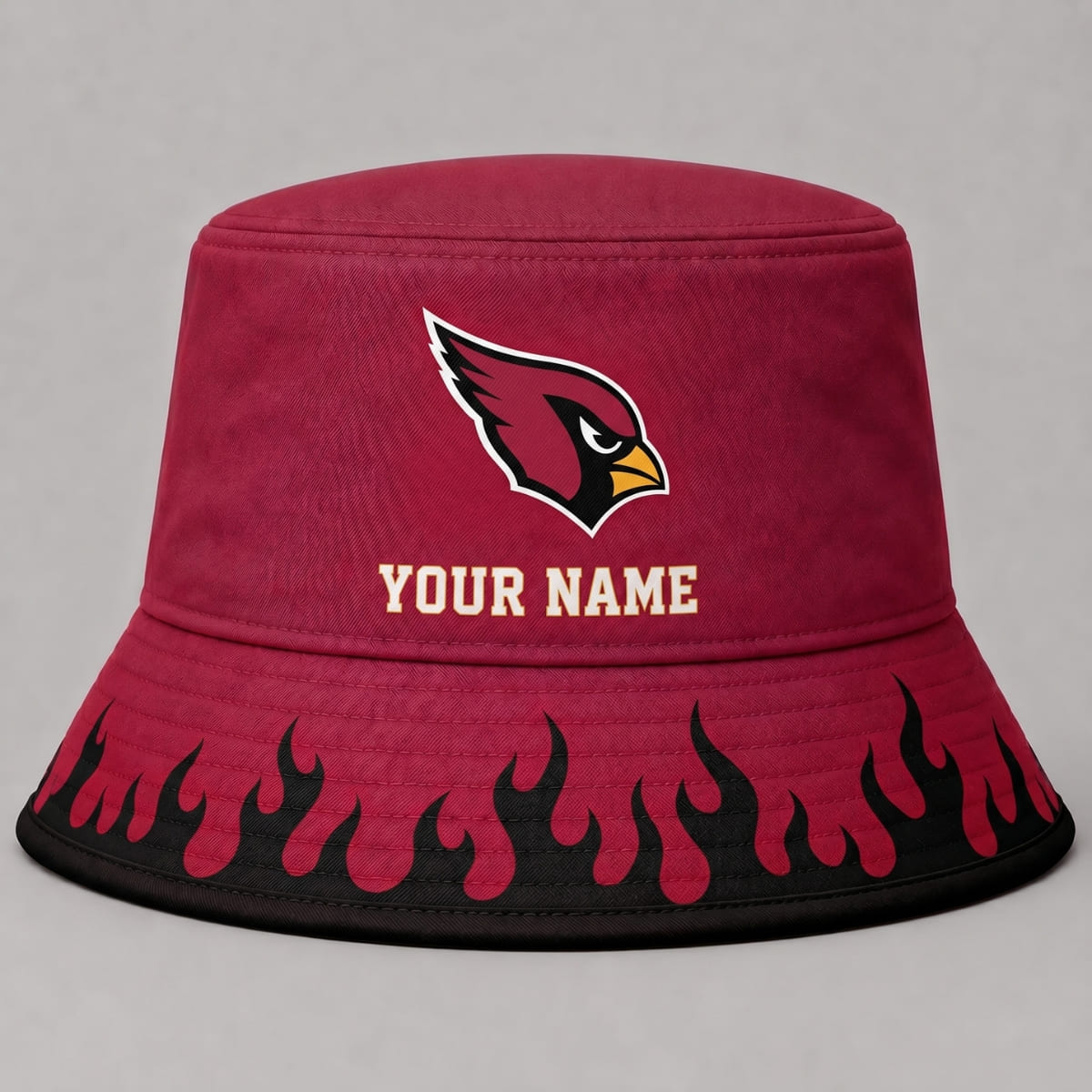 Personalized Arizona Cardinals Flame Brim Bucket Hat – Custom Name | NFL Fan Outfit