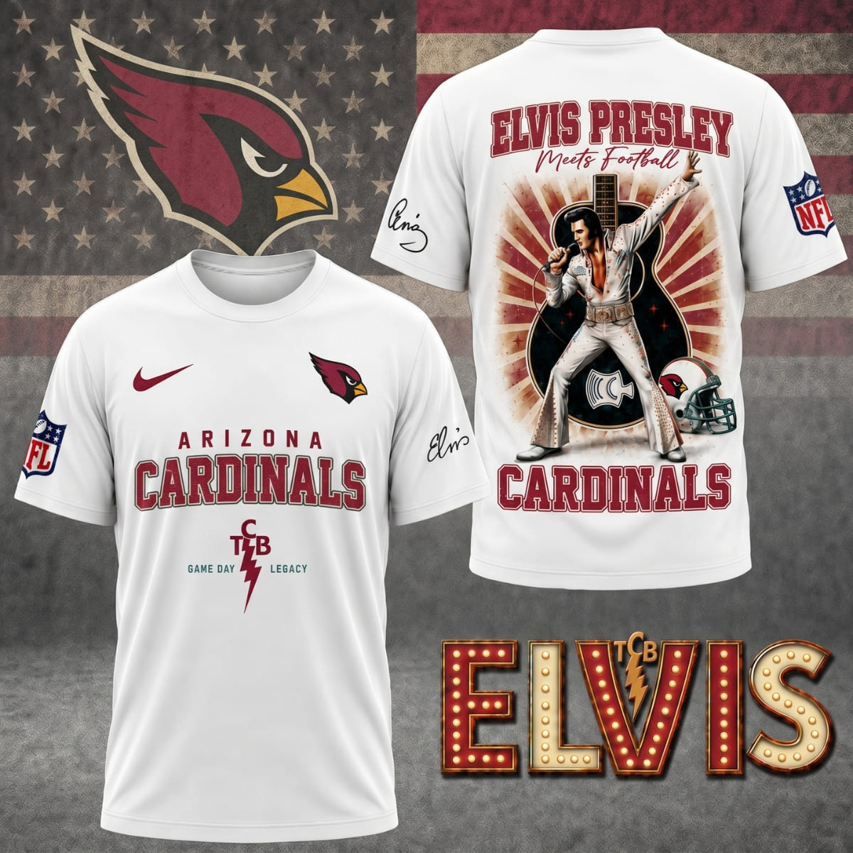 Arizona Cardinals Elvis Presley Game Day Unisex T-Shirt – NFL Fan Outfit