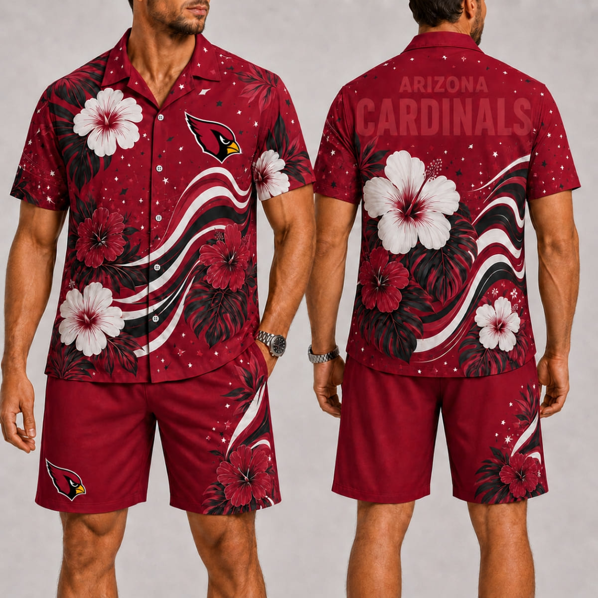 Arizona Cardinals Aloha Blitz Hawaii Shirt & Shorts Set – NFL Fan Outfit