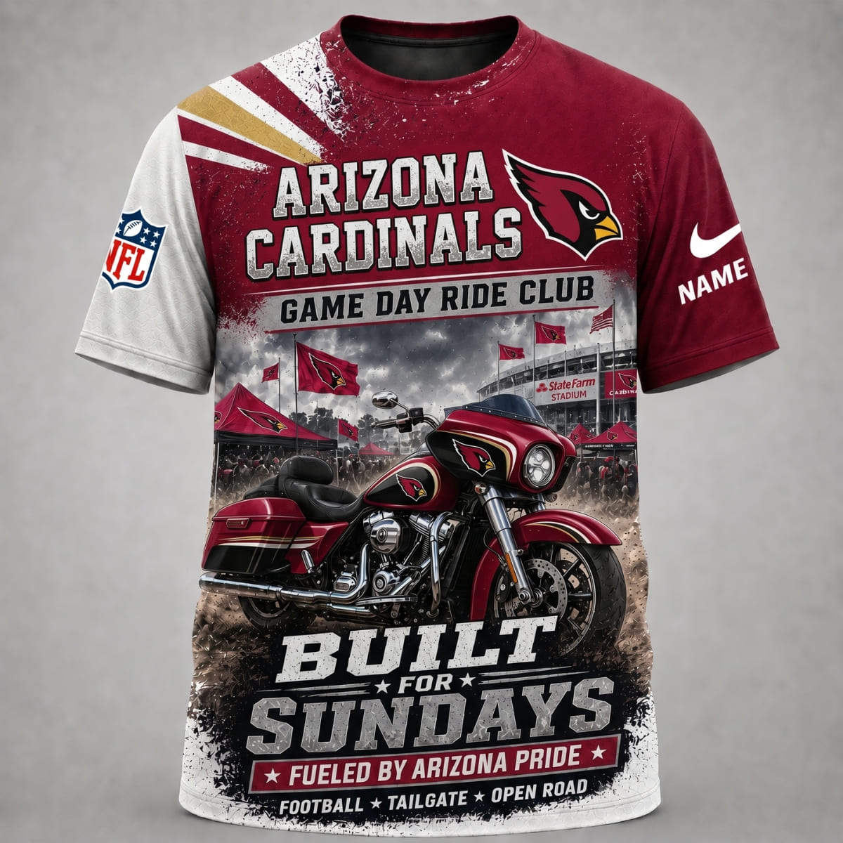 Personalized Arizona Cardinals Game Day Ride Club Unisex T-Shirt – Custom Name | NFL Fan Outfit