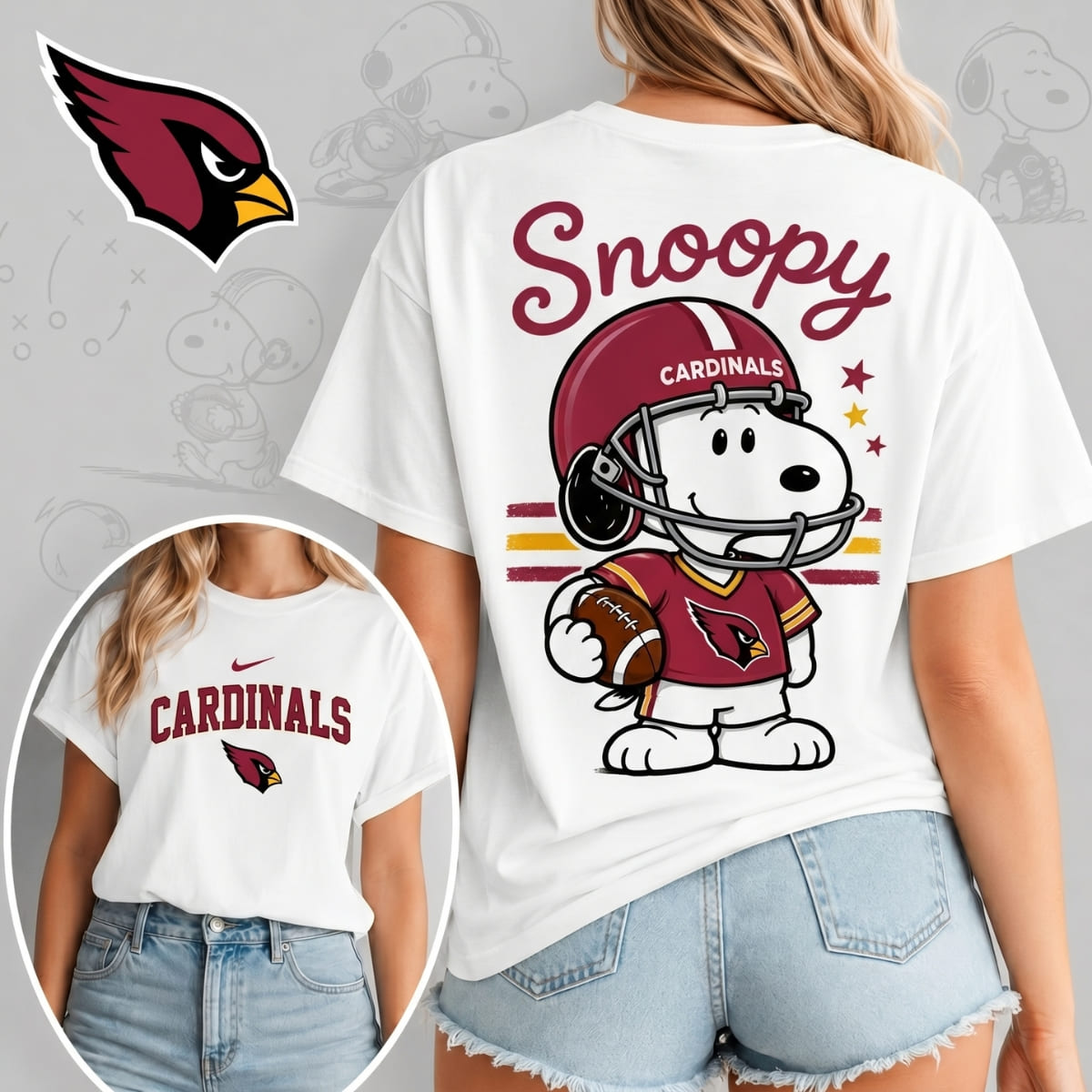 Arizona Cardinals x Snoopy Football Game Day Unisex T-Shirt - NFL Fan Outfit