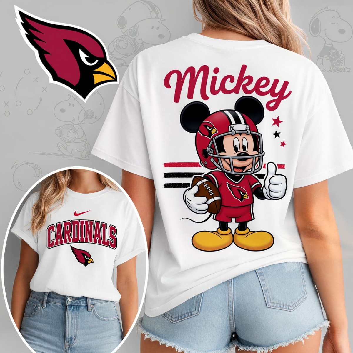 Arizona Cardinals x Mickey Mouse Football Game Day Unisex T-Shirt - NFL Fan Outfit