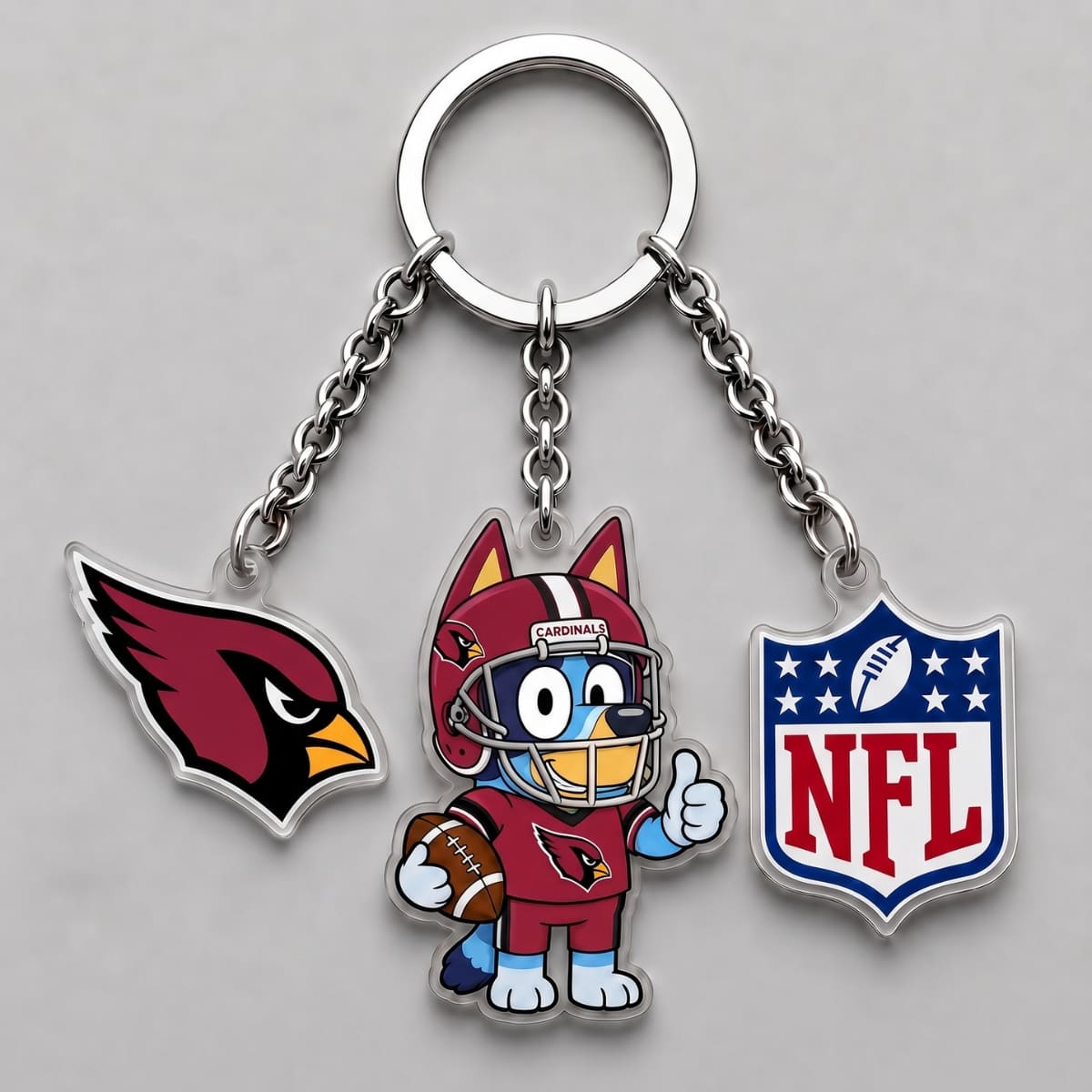 Arizona Cardinals x Bluey Triple Charm Keychain | NFL Fan Gift