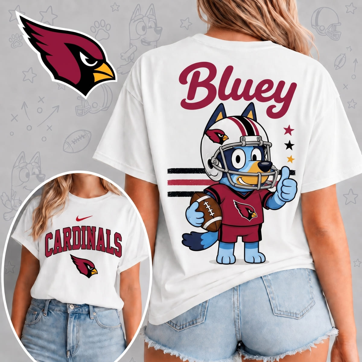 Arizona Cardinals x Bluey Football Game Day Unisex T-Shirt - NFL Fan Outfit
