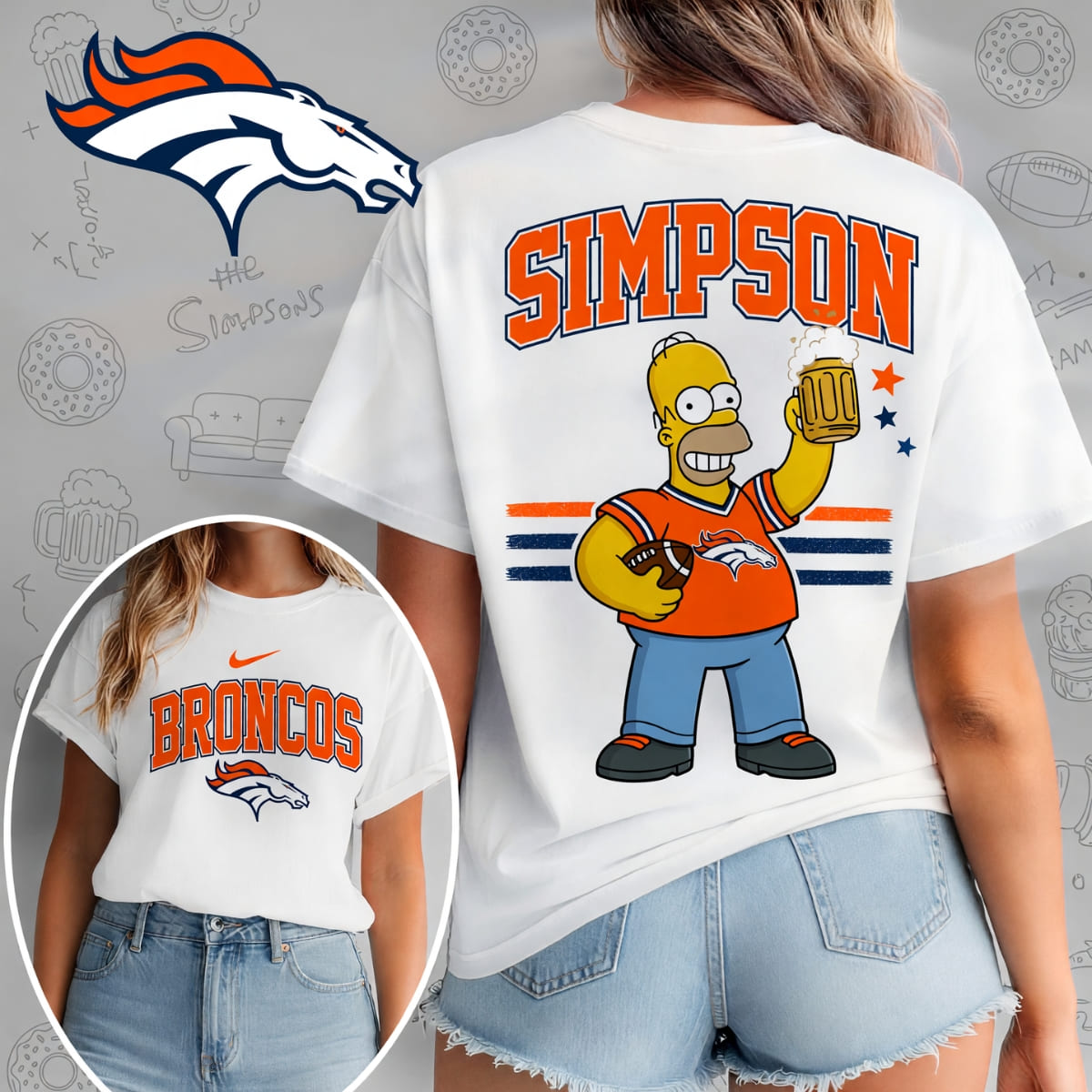 Denver Broncos x The Simpsons Football Game Day Unisex T-Shirt – NFL Fan Outfit