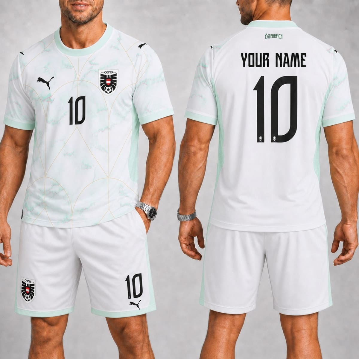 Personalized Austria Away Jersey & Shorts Set – Custom Name & Number | World Cup 2026