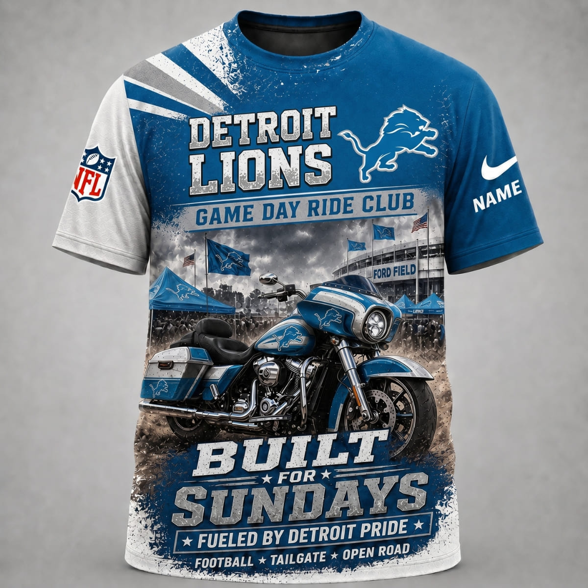 Personalized Detroit Lions Game Day Ride Club Unisex T-Shirt – Custom Name | NFL Fan Outfit