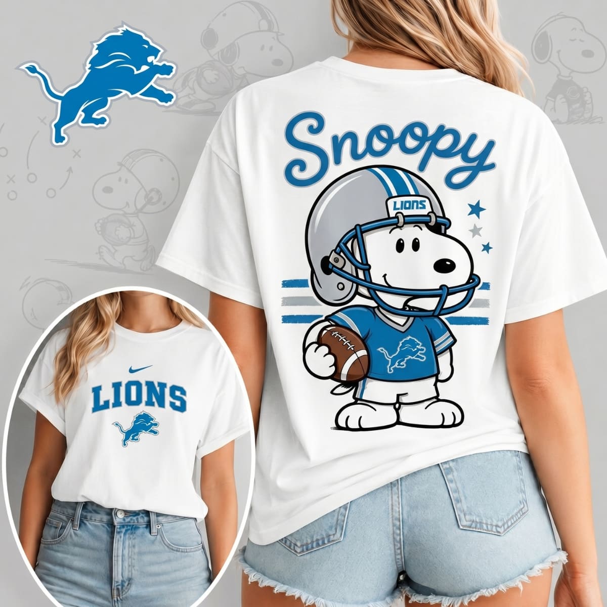 Detroit Lions x Snoopy Football Game Day Unisex T-Shirt – NFL Fan Outfit