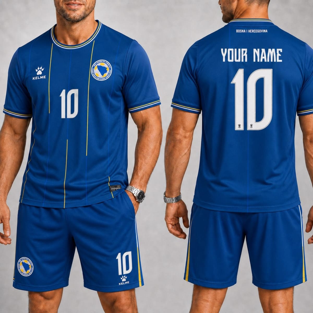 Personalized Bosnia and Herzegovina Home Jersey & Shorts Set – Custom Name & Number | World Cup 2026