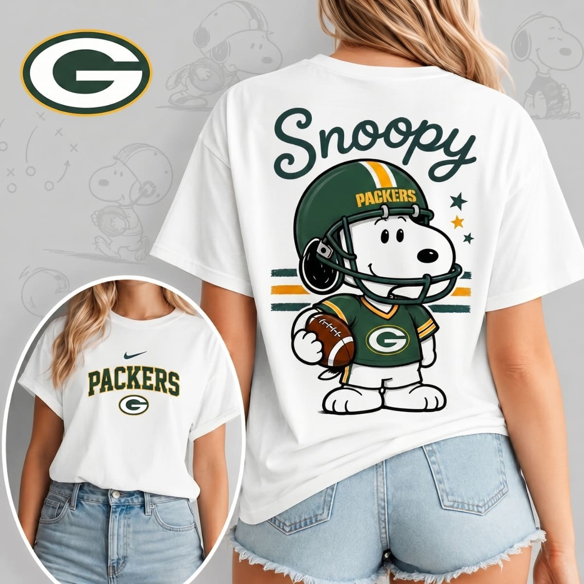 Green Bay Packers x Snoopy Football Game Day Unisex T-Shirt – NFL Fan Outfit