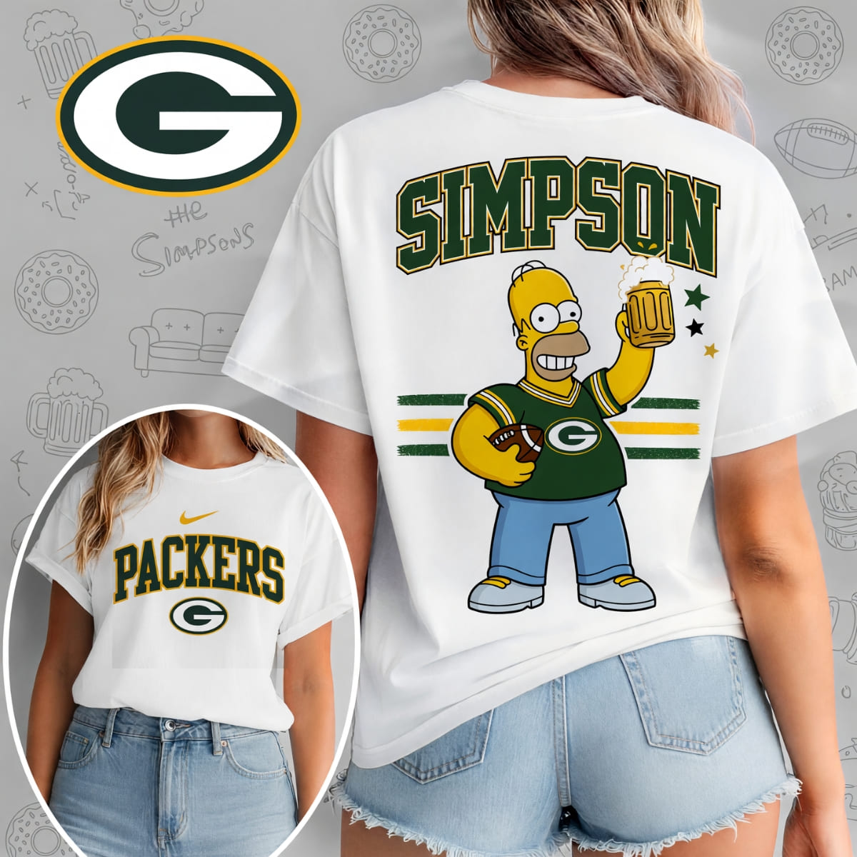 Green Bay Packers x The Simpsons Football Game Day Unisex T-Shirt – NFL Fan Outfit