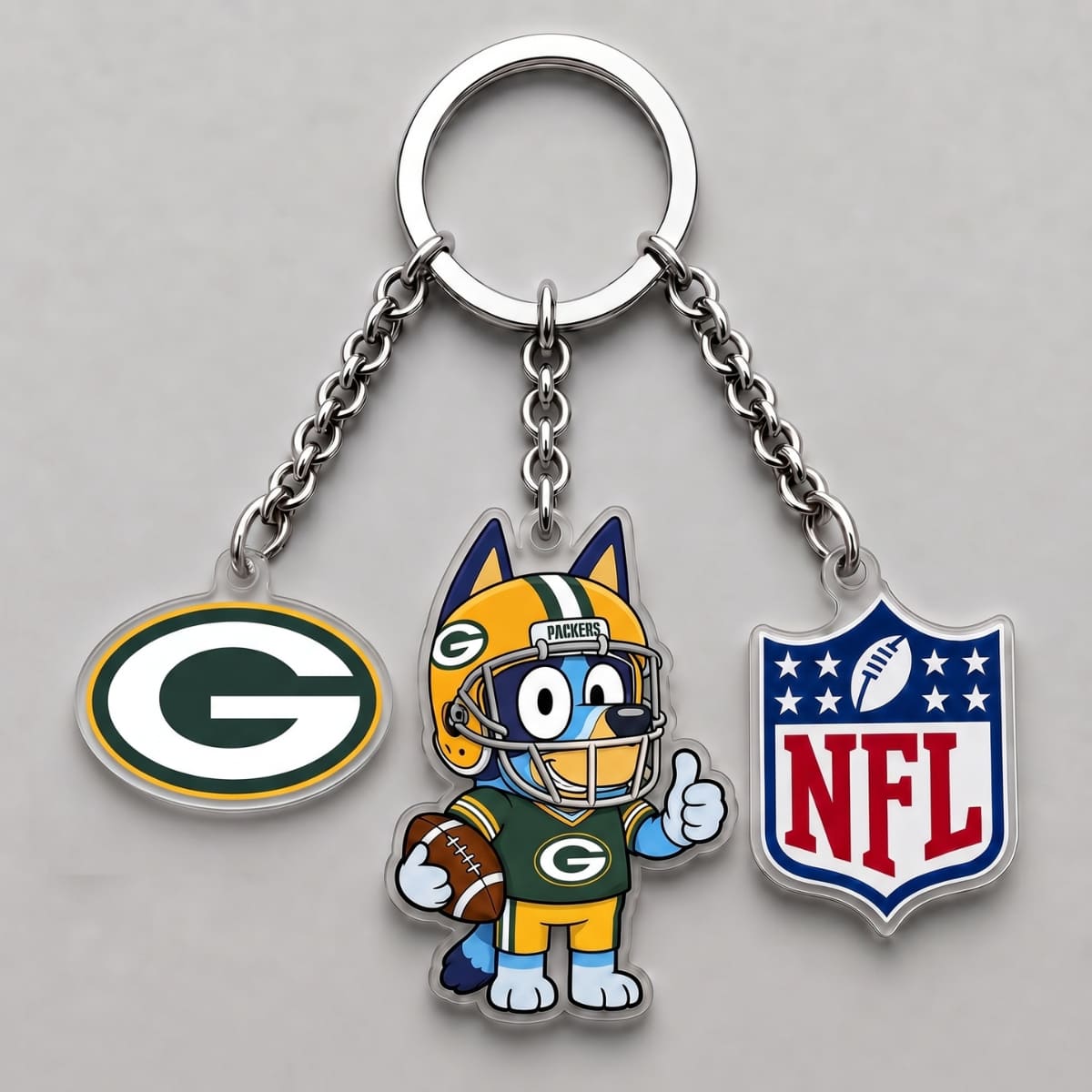 Green Bay Packers x Bluey Triple Charm Keychain | NFL Fan Gift