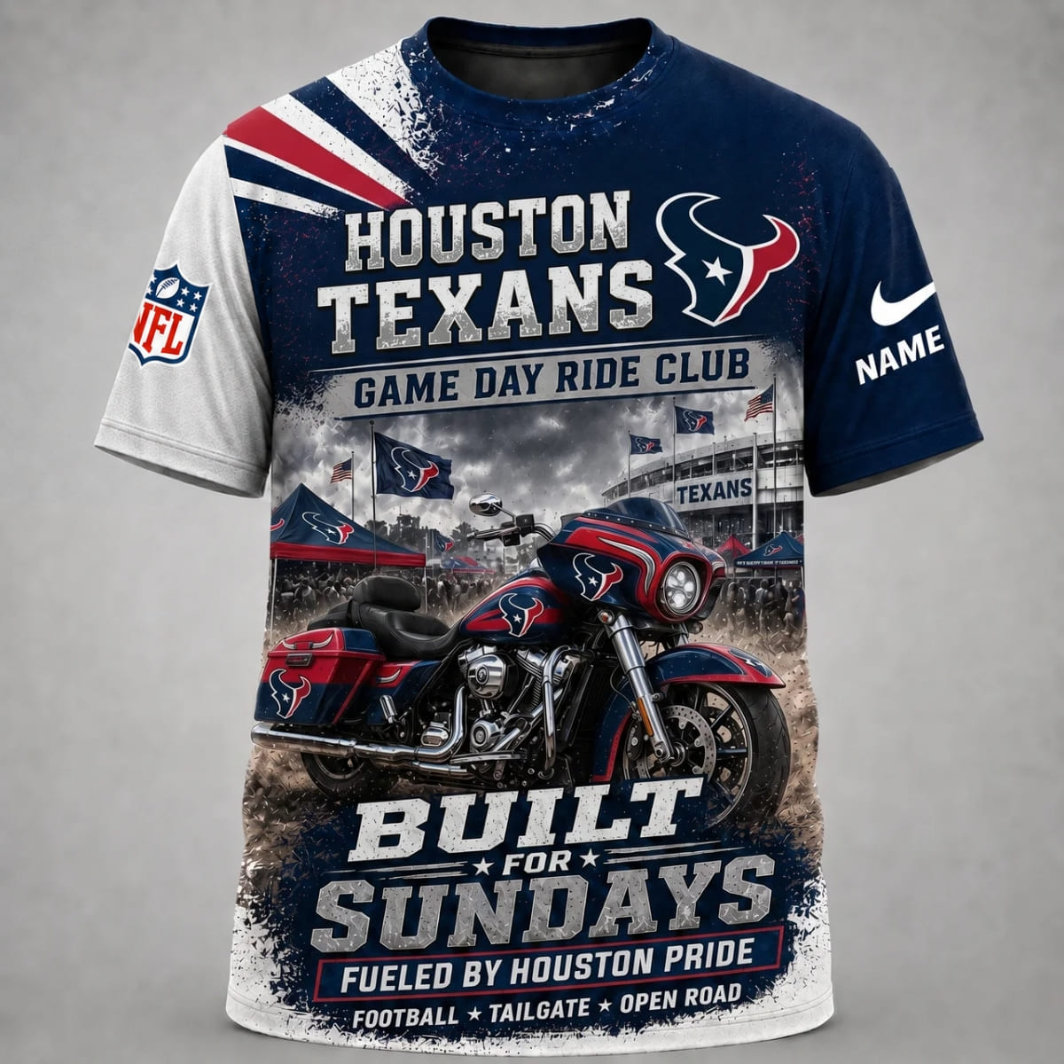 Personalized Houston Texans Game Day Ride Club Unisex T-Shirt – Custom Name | NFL Fan Outfit