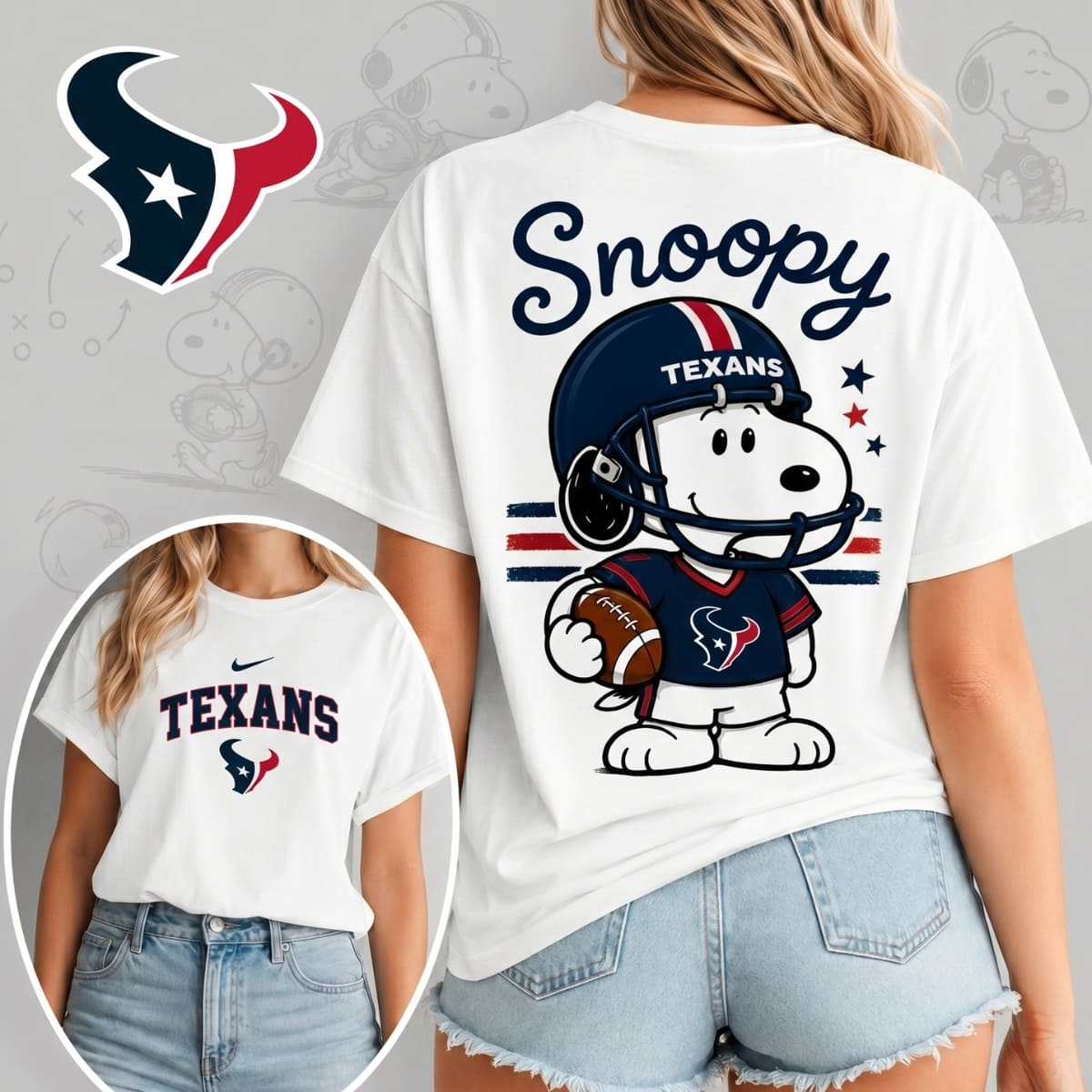 Houston Texans x Snoopy Football Game Day Unisex T-Shirt – NFL Fan Outfit