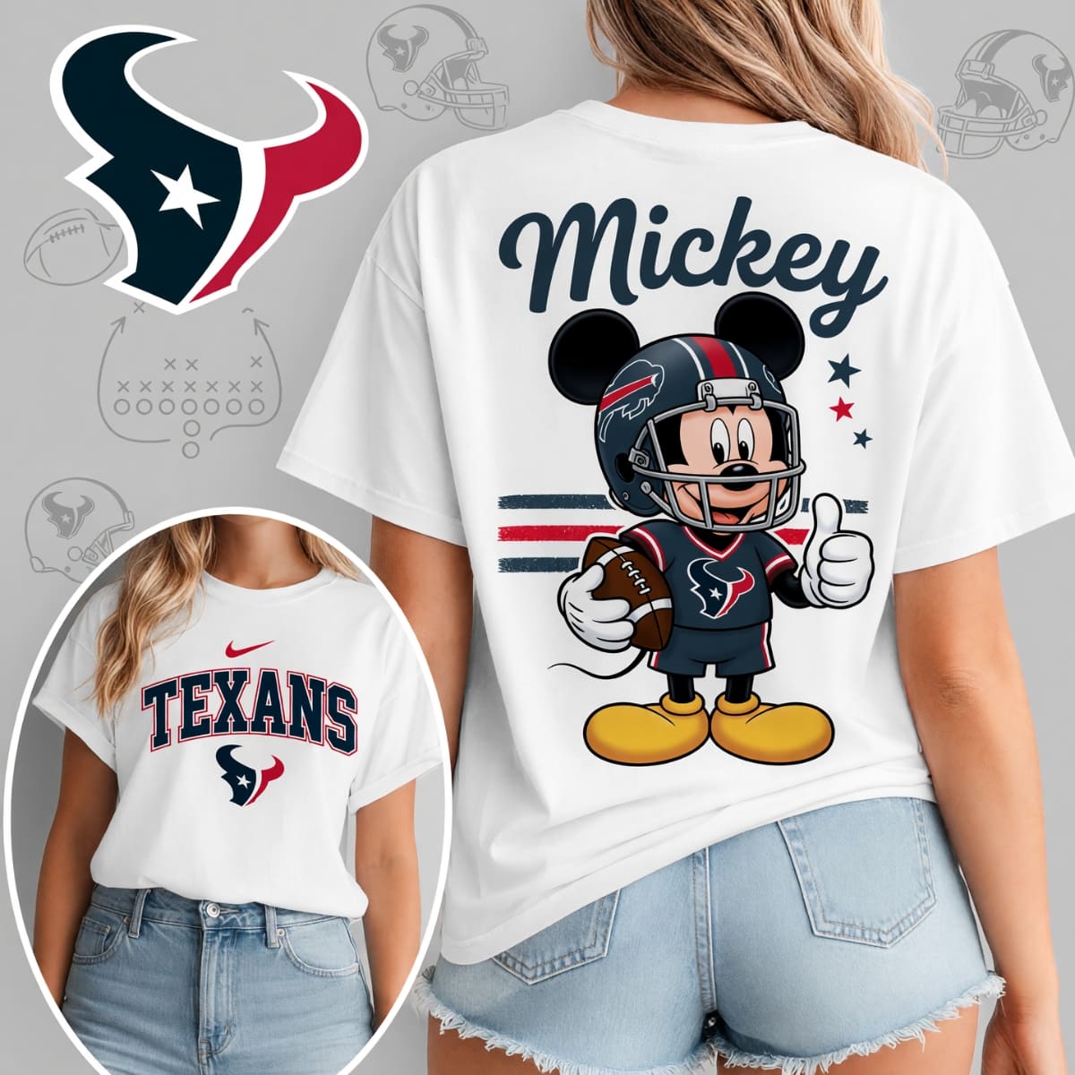 Houston Texans x Mickey Mouse Football Game Day Unisex T-Shirt – NFL Fan Outfit