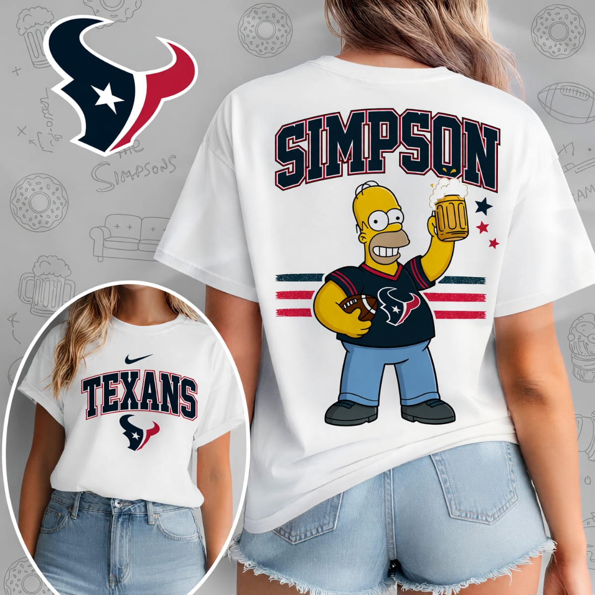 Houston Texans x The Simpsons Football Game Day Unisex T-Shirt – NFL Fan Outfit