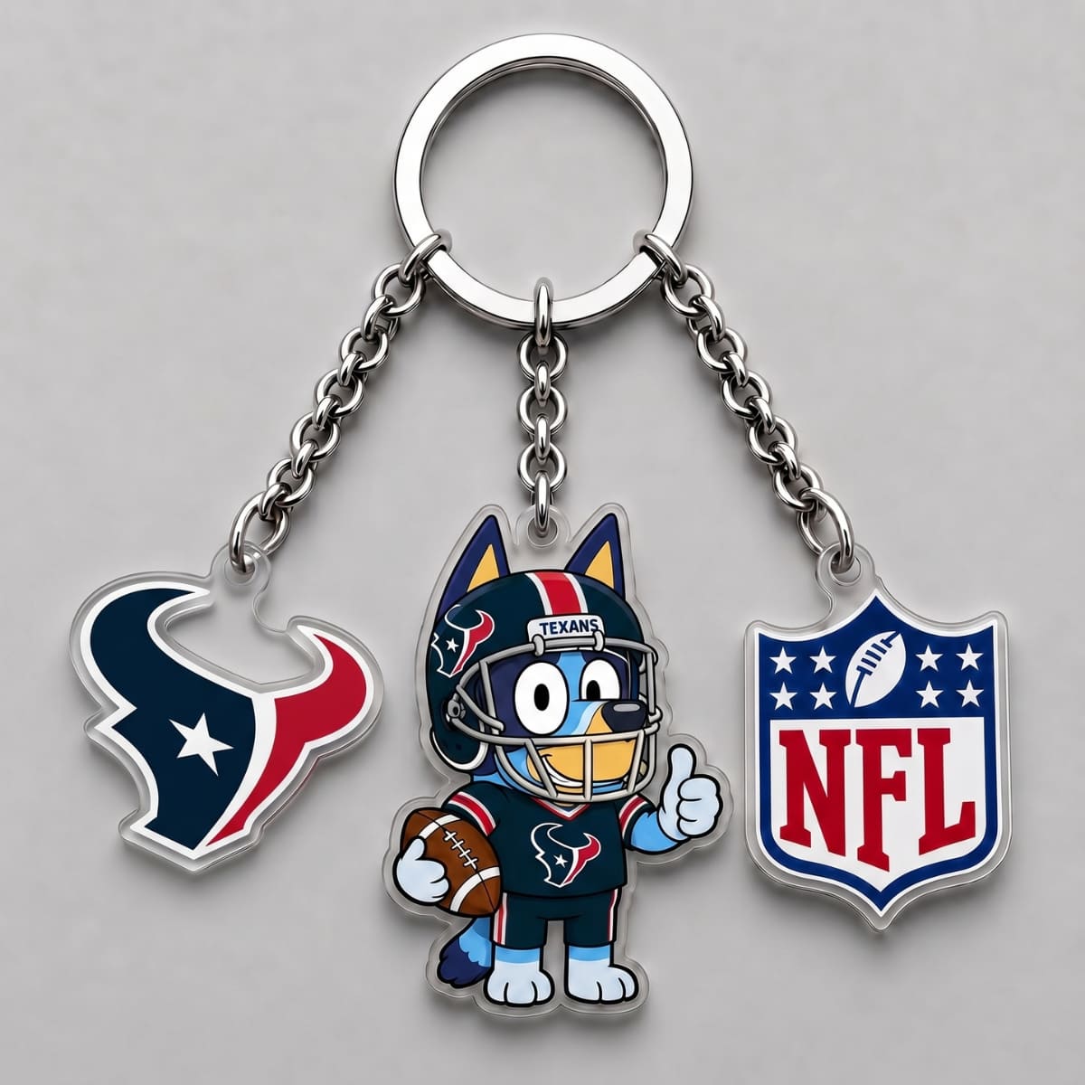 Houston Texans x Bluey Triple Charm Keychain | NFL Fan Gift