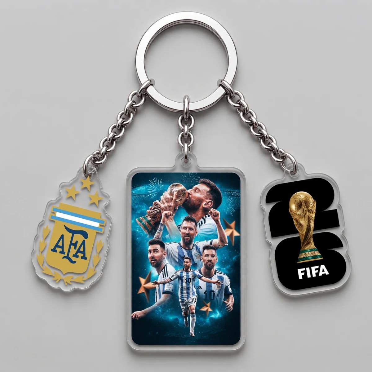 Lionel Messi Champion Moments Triple Charm Keychain | World Cup 2026