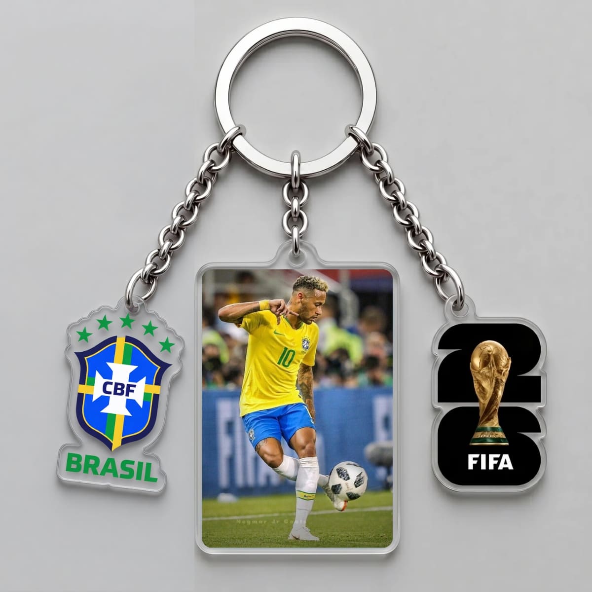 Neymar Júnior Brazil Match Action Triple Charm Keychain | World Cup 2026