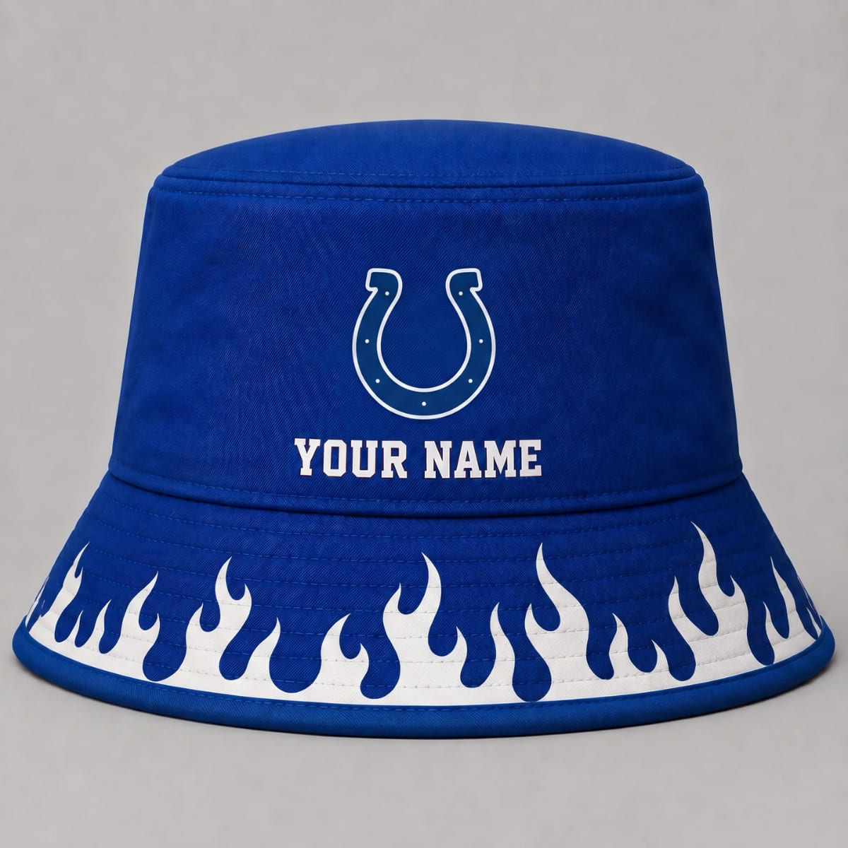 Personalized Indianapolis Colts Flame Brim Bucket Hat – Custom Name | NFL Fan Outfit