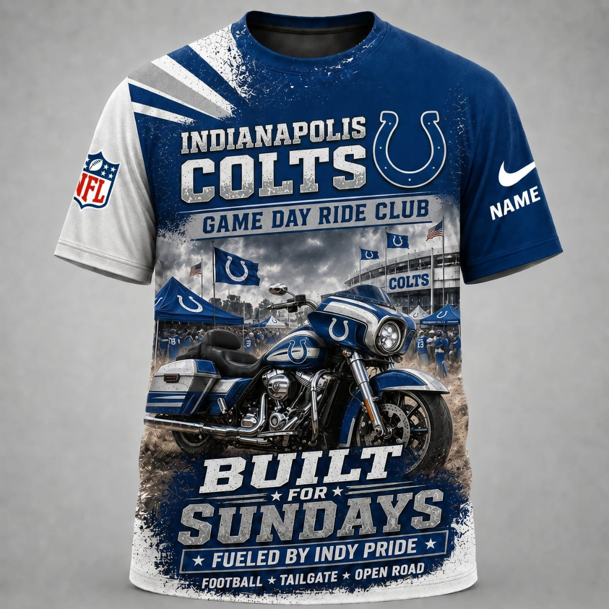 Personalized Indianapolis Colts Game Day Ride Club Unisex T-Shirt – Custom Name | NFL Fan Outfit