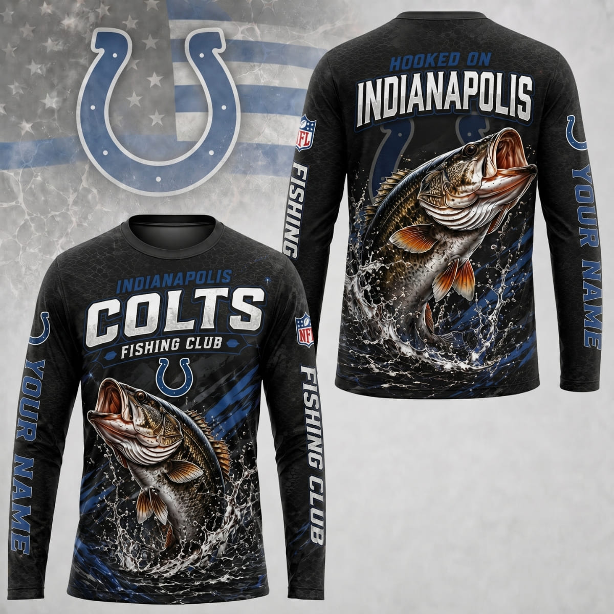 Personalized Indianapolis Colts Fishing Club Long Sleeve Shirt – Custom Name | NFL x Fishing