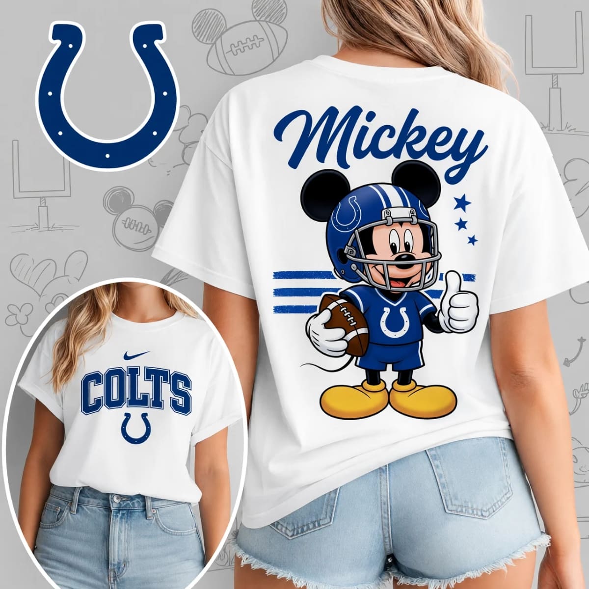 Indianapolis Colts x Mickey Mouse Football Game Day Unisex T-Shirt – NFL Fan Outfit
