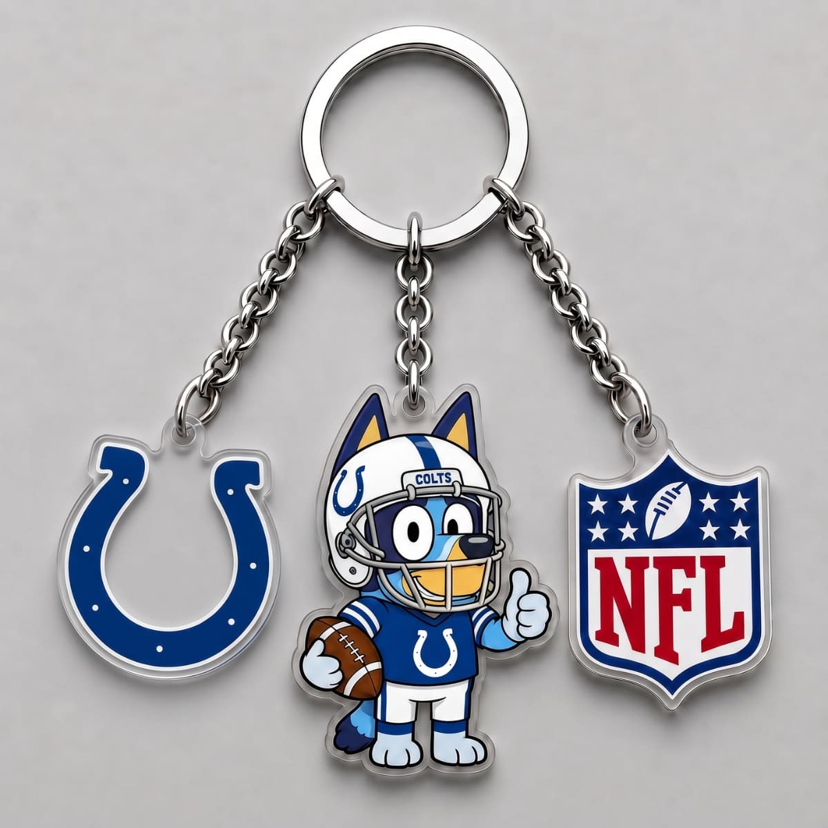 Indianapolis Colts x Bluey Triple Charm Keychain | NFL Fan Gift