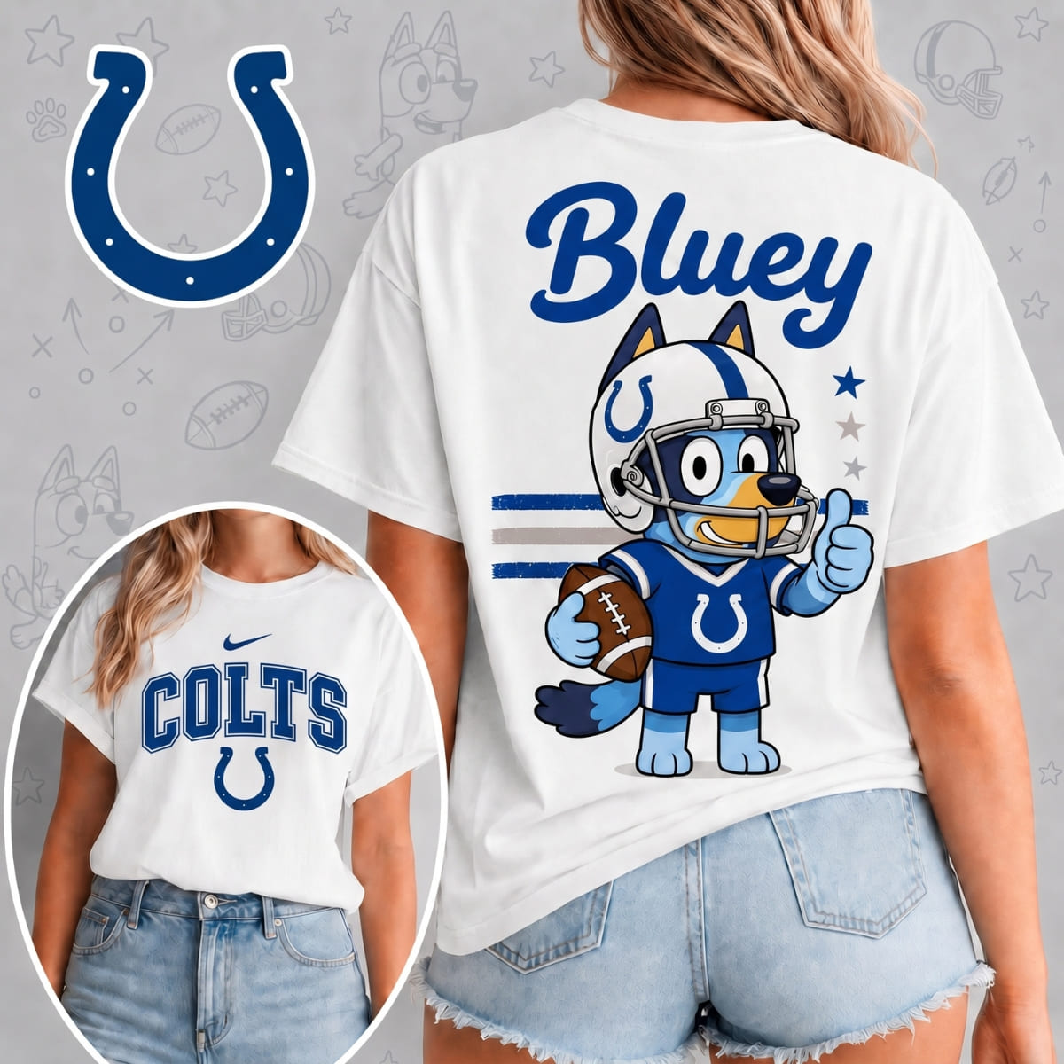 Indianapolis Colts x Bluey Football Game Day Unisex T-Shirt – NFL Fan Outfit