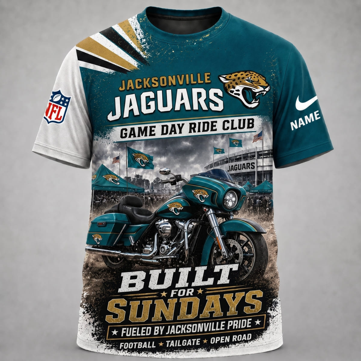 Personalized Jacksonville Jaguars Game Day Ride Club Unisex T-Shirt – Custom Name | NFL Fan Outfit