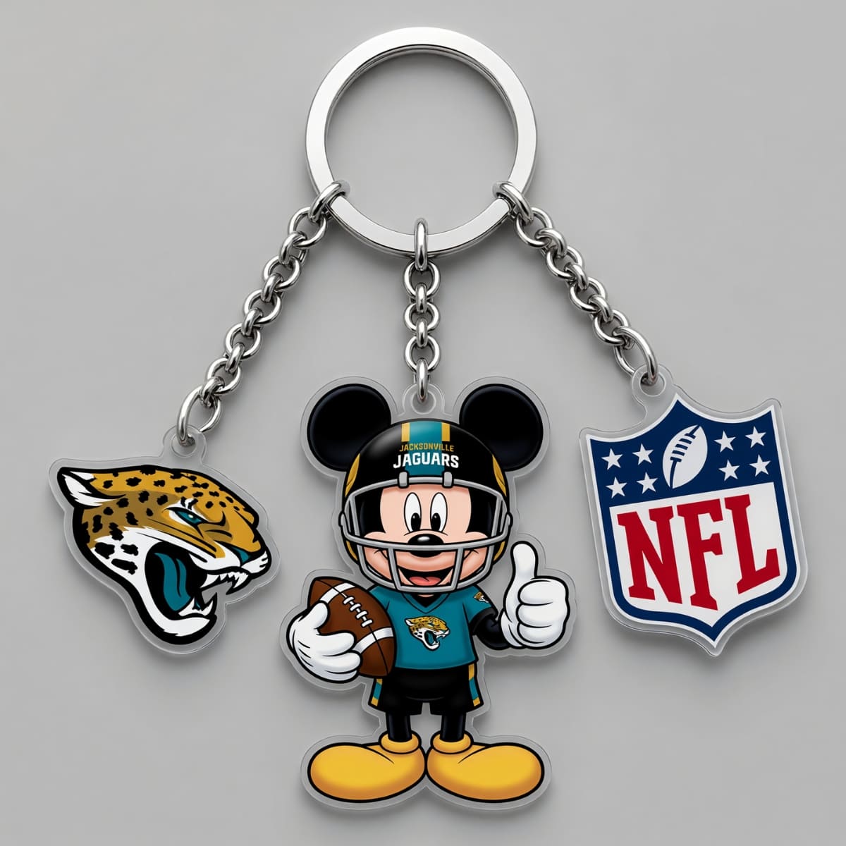 Jacksonville Jaguars x Mickey Triple Charm Keychain | NFL Fan Gift