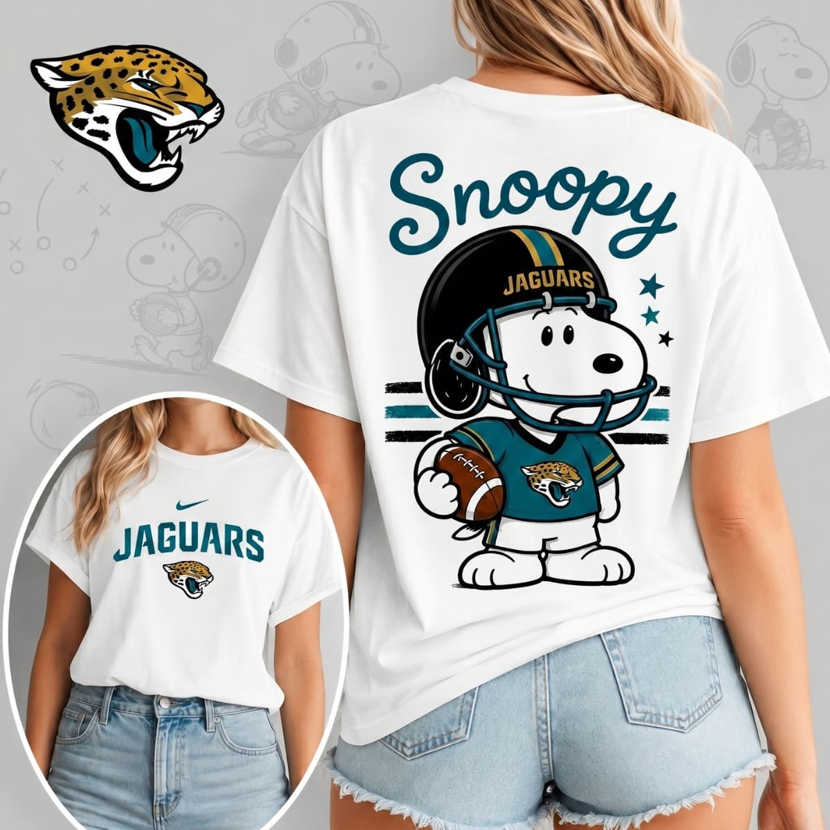 Jacksonville Jaguars x Snoopy Football Game Day Unisex T-Shirt – NFL Fan Outfit
