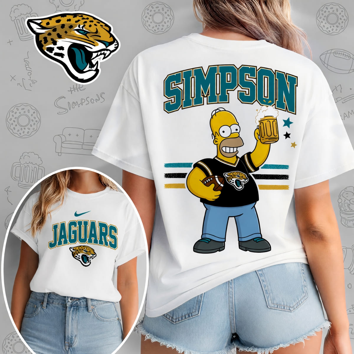 Jacksonville Jaguars x The Simpsons Football Game Day Unisex T-Shirt – NFL Fan Outfit