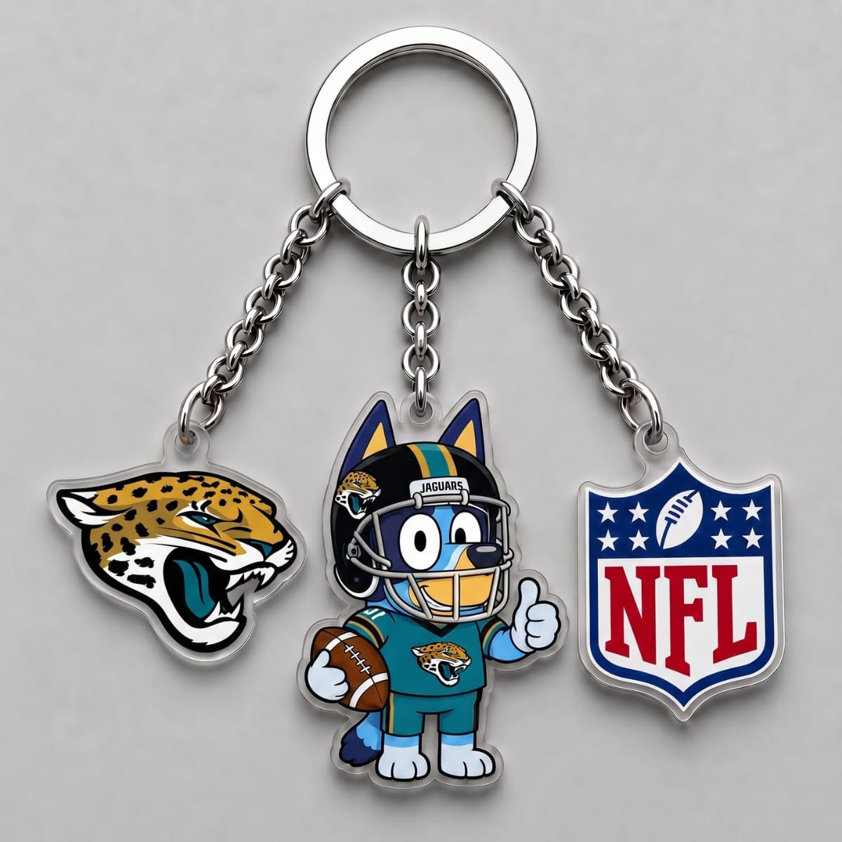 Jacksonville Jaguars x Bluey Triple Charm Keychain | NFL Fan Gift