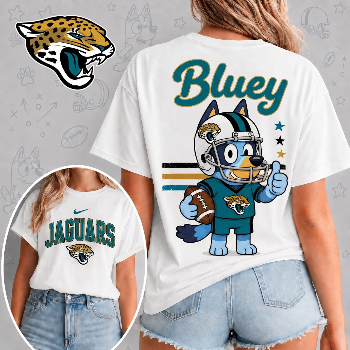 Jacksonville Jaguars x Bluey Football Game Day Unisex T-Shirt – NFL Fan Outfit