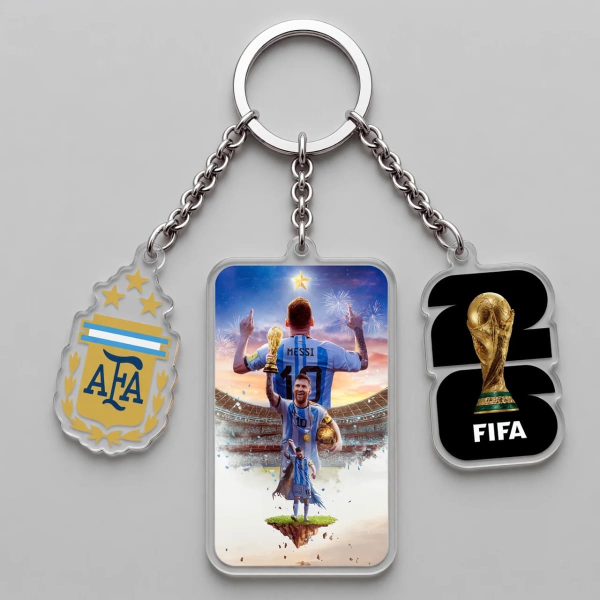 Lionel Messi No.10 Legacy Stadium Triple Charm Keychain | World Cup 2026