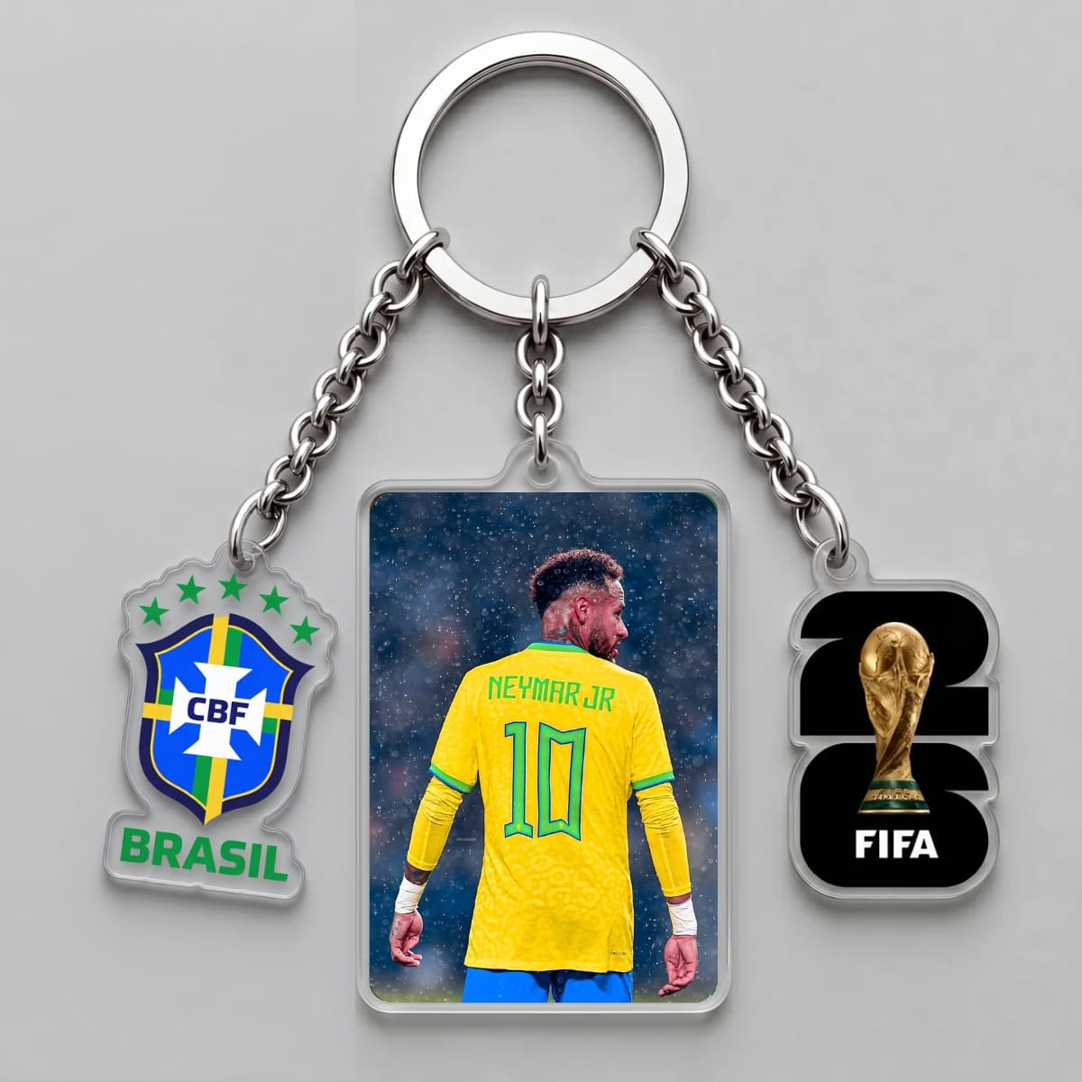 Neymar Jr. Brazil No.10 Back View Triple Charm Keychain | World Cup 2026