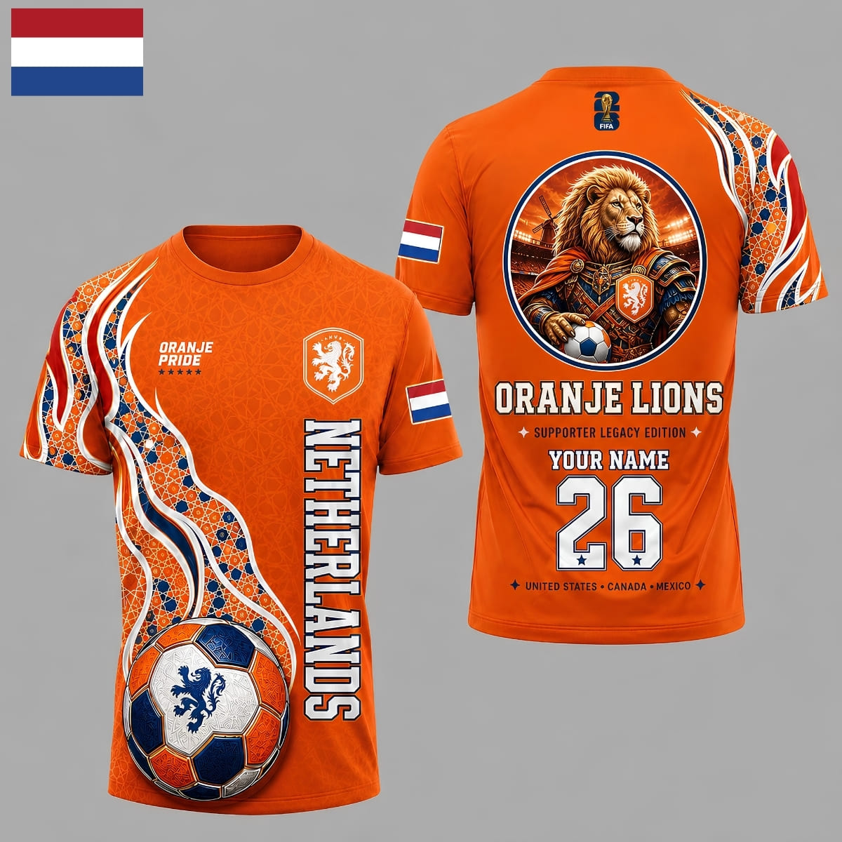 Personalized Netherlands Oranje Lions World Cup 2026 Unisex T-Shirt – Custom Name & Number