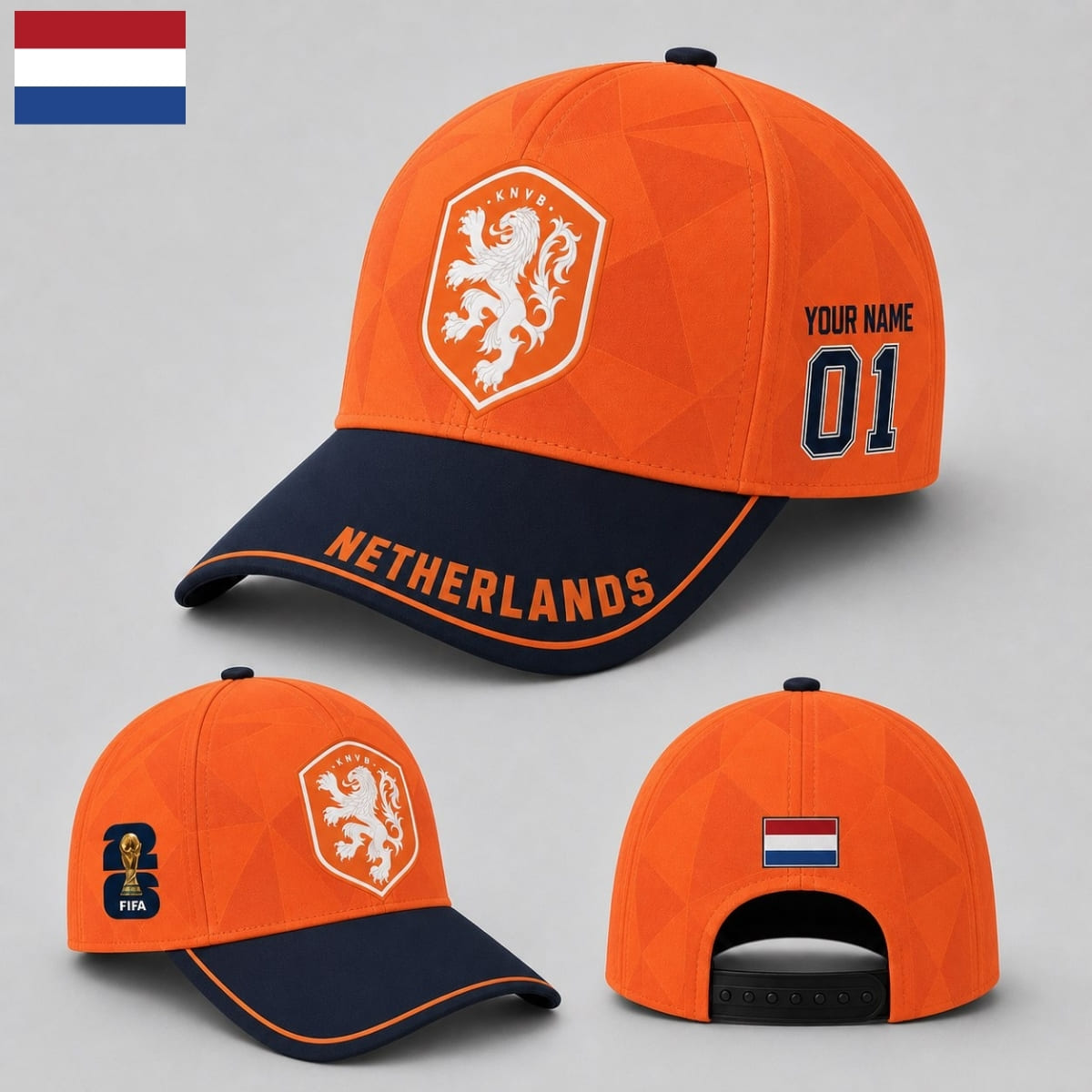 Personalized Netherlands Baseball Cap – Home Jersey Inspired – Custom Name & Number | World Cup 2026