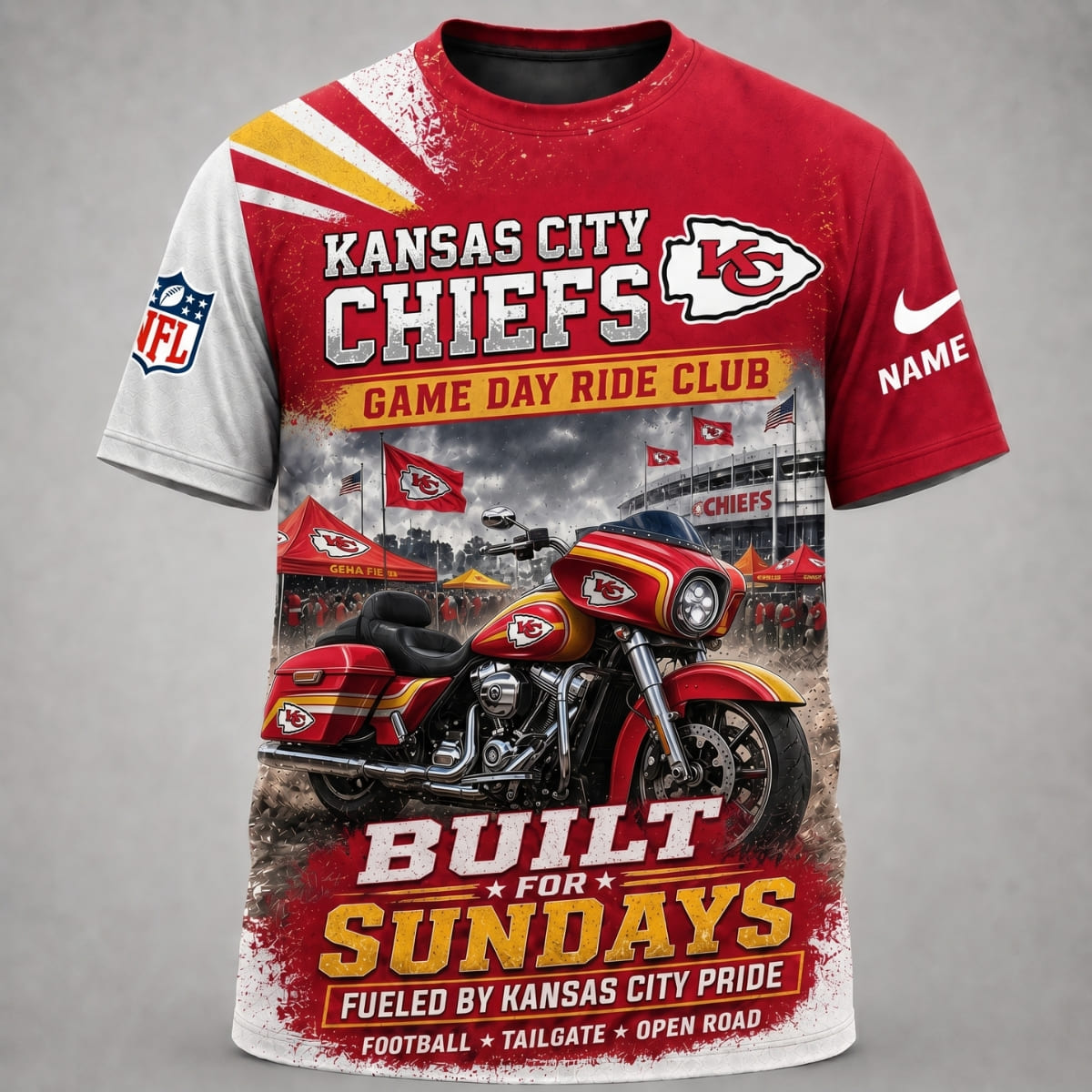 Personalized Kansas City Chiefs Game Day Ride Club Unisex T-Shirt – Custom Name | NFL Fan Outfit
