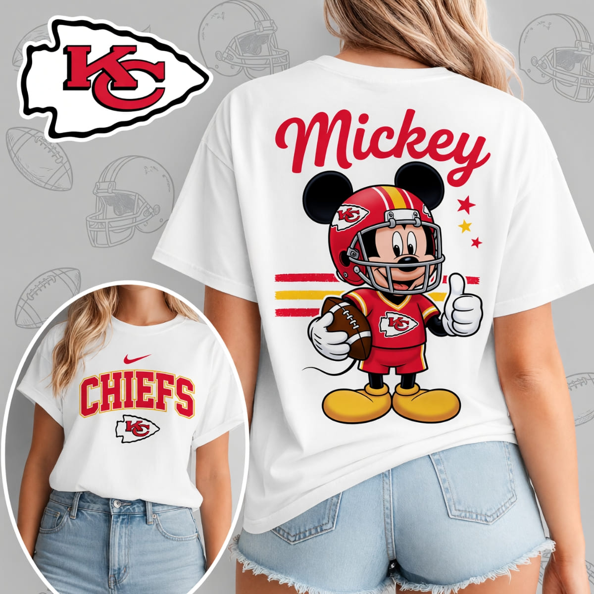 Kansas City Chiefs x Mickey Mouse Football Game Day Unisex T-Shirt – NFL Fan Outfit