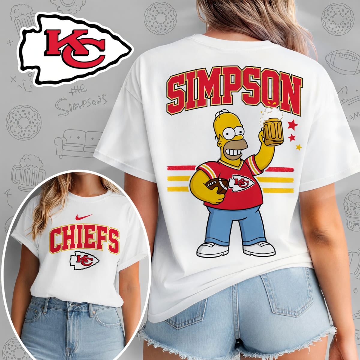 Kansas City Chiefs x The Simpsons Football Game Day Unisex T-Shirt – NFL Fan Outfit