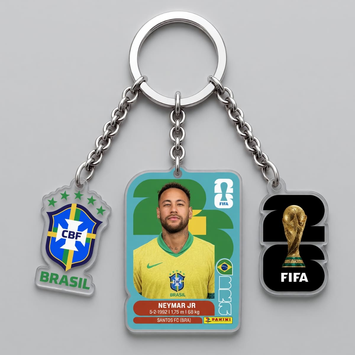 Neymar Jr. Brazil Player Card Triple Charm Keychain | World Cup 2026