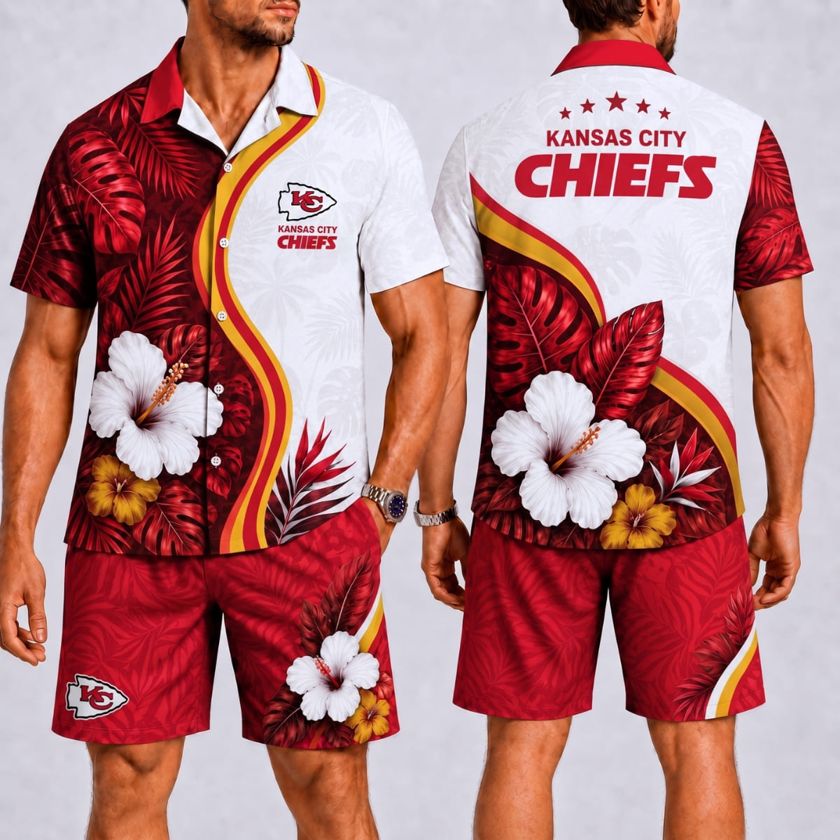 Kansas City Chiefs Tropical Tailgate Hawaii Shirt & Shorts Set – NFL Fan Outfit